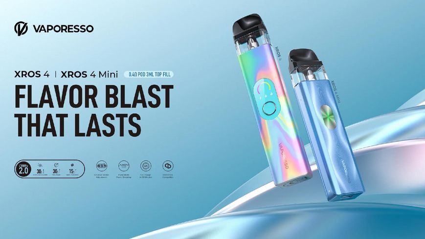 POD Система Vaporesso XROS 4 Mini Pod Kit 1000 mAh Silver grey 84261724 фото POD Система Vaporesso XROS 4 Mini Pod Kit 1000 mAh Silver grey 84261724 фото
